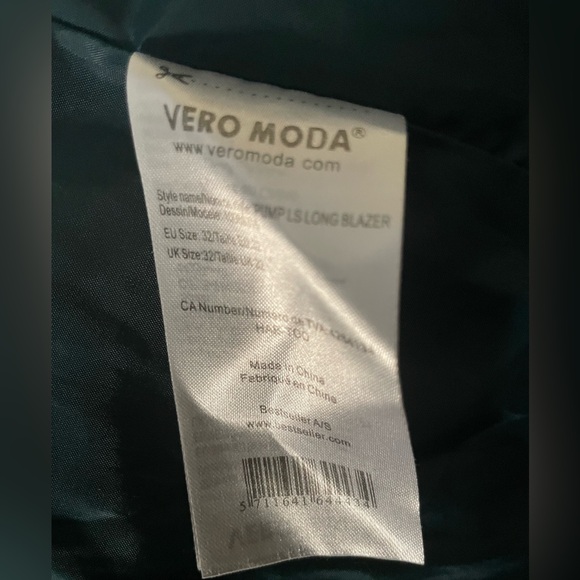 Sz 32 Vero Moda woman jacket/ blazer round long sleeve 3 pockets emerald green - Picture 10 of 13